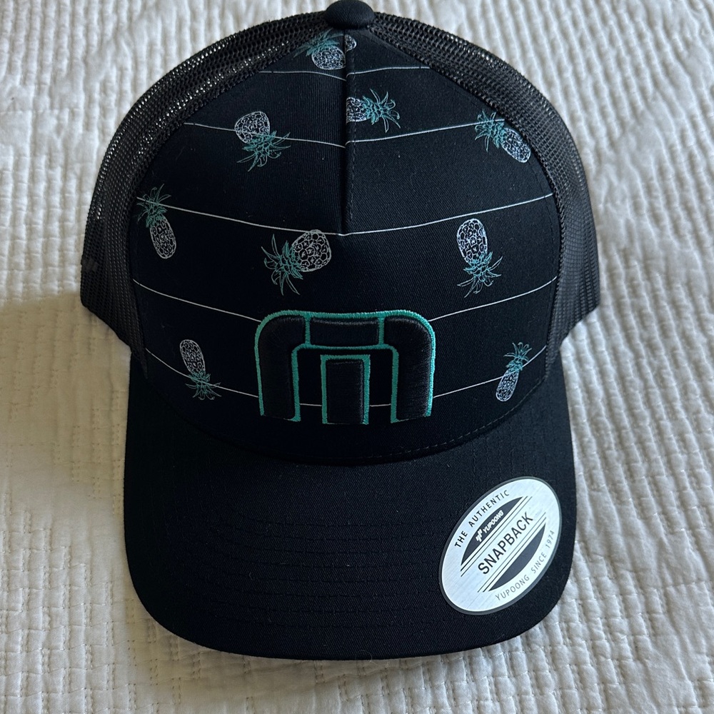 Travis Matthew Black Snapback Hat with Pineapple Design